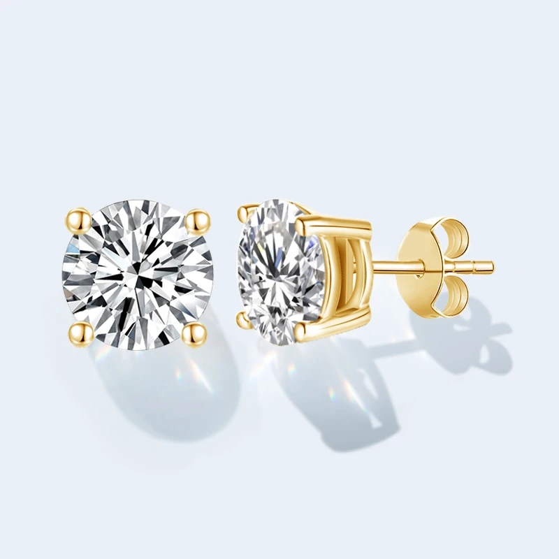 Lab Created Diamond Stud Gold Earrings